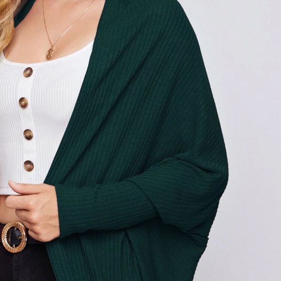 Soft rib knit cardigan sweater dolman sleeve red - Picture 8 of 13